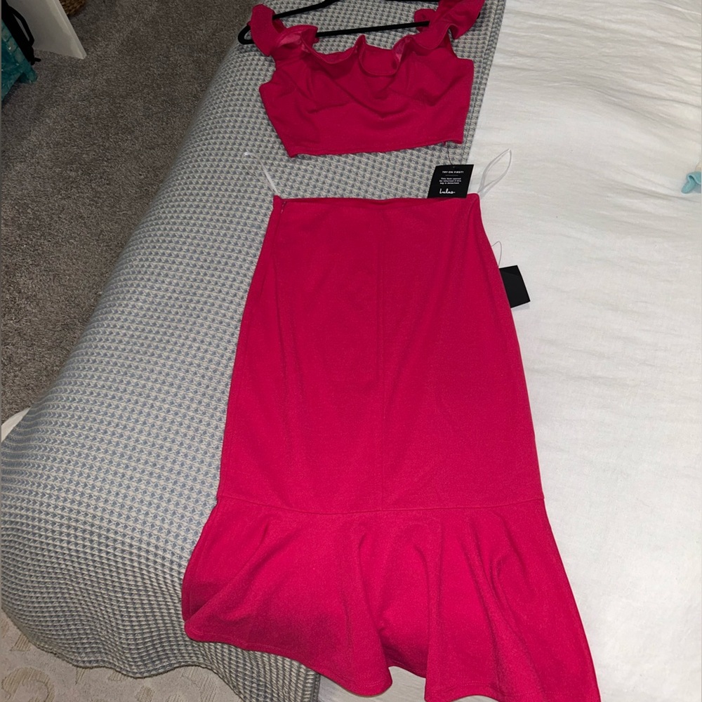 Pink Ruffle Two Piece Skirt Set - Picture 7 of 11